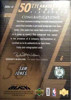 2007-08 UD Black - 50th Anniversary Autographs Gold #50AU-SJ Sam Jones Back