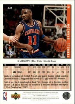 1994-95 Collector's Choice French #49 Terrell Brandon Back