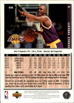 1994-95 Collector's Choice French #68 Sedale Threatt Back
