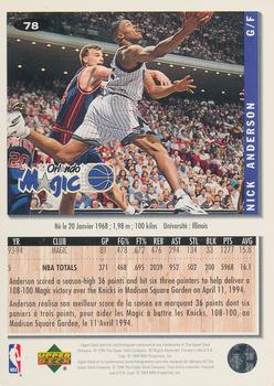 1994-95 Collector's Choice French #78 Nick Anderson Back