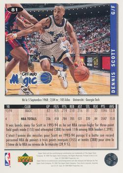 1994-95 Collector's Choice French #81 Dennis Scott Back