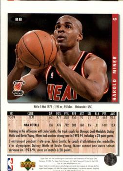 1994-95 Collector's Choice French #88 Harold Miner Back