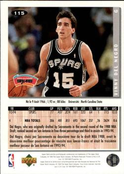 1994-95 Collector's Choice French #115 Vinny Del Negro Back