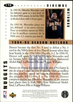1994-95 Collector's Choice French #172 Dikembe Mutombo Back