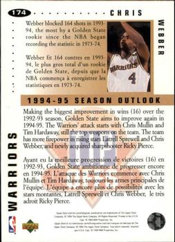 1994-95 Collector's Choice French #174 Chris Webber Back