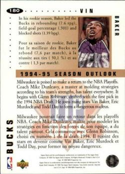 1994-95 Collector's Choice French #180 Vin Baker Back
