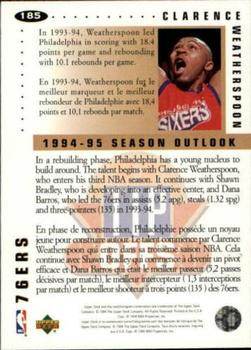1994-95 Collector's Choice French #185 Clarence Weatherspoon Back