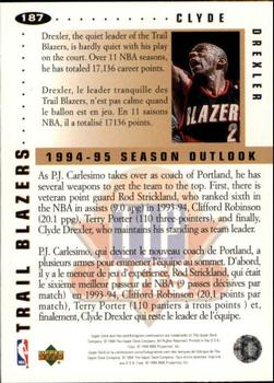 1994-95 Collector's Choice French #187 Clyde Drexler Back
