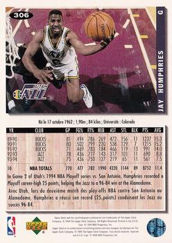 1994-95 Collector's Choice French #306 Jay Humphries Back