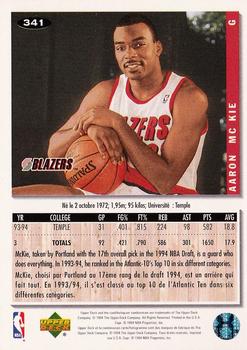 1994-95 Collector's Choice French #341 Aaron McKie Back