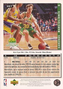 1994-95 Collector's Choice French #357 Sarunas Marciulionis Back