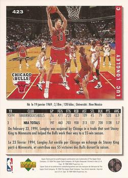1994-95 Collector's Choice French #423 Luc Longley Back