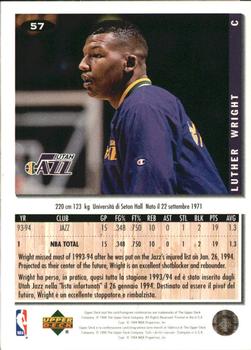 1994-95 Collector's Choice Italian #57 Luther Wright Back