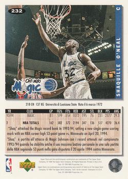 1994-95 Collector's Choice Italian #232 Shaquille O'Neal Back