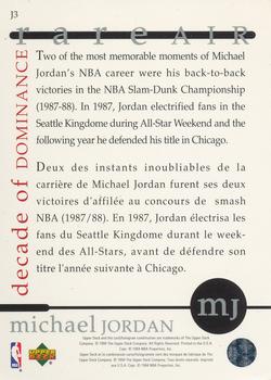 1994-95 Collector's Choice French - Michael Jordan Rare Air Decade of Dominance #J3 Michael Jordan Back