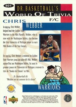 1994-95 Collector's Choice French - Gold Signature #401 Chris Webber Back