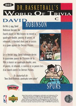 1994-95 Collector's Choice French - Gold Signature #403 David Robinson Back