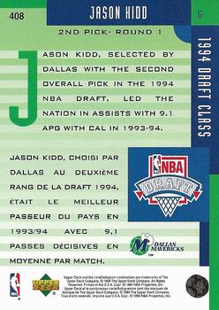 1994-95 Collector's Choice French - Gold Signature #408 Jason Kidd Back