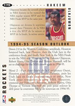 1994-95 Collector's Choice French - Gold Signature #175 Hakeem Olajuwon Back