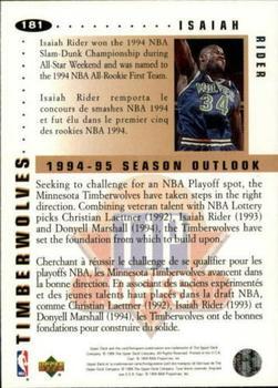 1994-95 Collector's Choice French - Gold Signature #181 Isaiah Rider Back