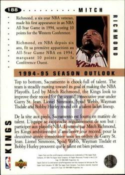 1994-95 Collector's Choice French - Gold Signature #188 Mitch Richmond Back