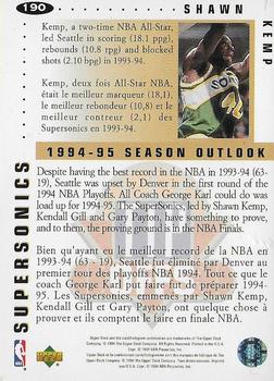 1994-95 Collector's Choice French - Gold Signature #190 Shawn Kemp Back