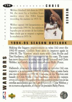 1994-95 Collector's Choice Spanish - Gold Signature #174 Chris Webber Back