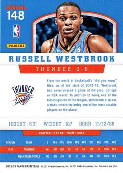 2012-13 Panini #148 Russell Westbrook Back