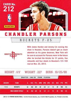2012-13 Panini #212 Chandler Parsons Back
