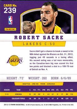 2012-13 Panini Robert Sacre Rookie Los Angeles Lakers #239
