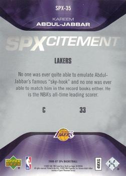 2006-07 SPx - SPXcitement #SPX-35 Kareem Abdul-Jabbar Back