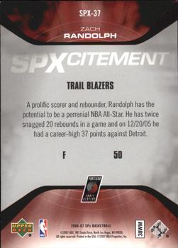 2006-07 SPx - SPXcitement #SPX-37 Zach Randolph Back