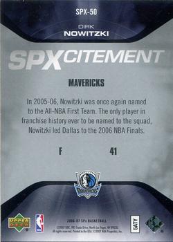 2006-07 SPx - SPXcitement #SPX-50 Dirk Nowitzki Back
