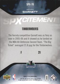 2006-07 SPx - SPXcitement #SPX-70 Kevin Garnett Back