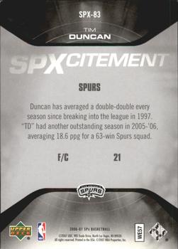 2006-07 SPx - SPXcitement #SPX-83 Tim Duncan Back