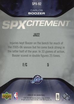 2006-07 SPx - SPXcitement #SPX-92 Carlos Boozer Back