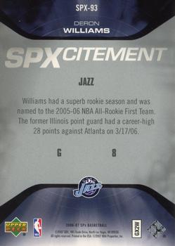 2006-07 SPx - SPXcitement #SPX-93 Deron Williams Back