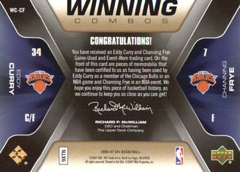 2006-07 SPx - Winning Combos #WC-CF Eddy Curry / Channing Frye Back