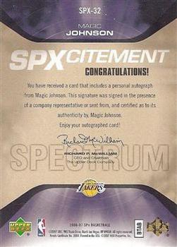 2006-07 SPx - SPXcitement Autographs Spectrum #SPX-32 Magic Johnson Back