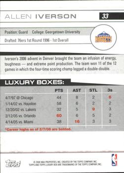 2007-08 Topps Luxury Box #33 Allen Iverson Back