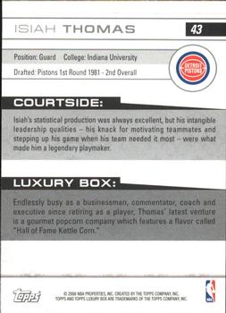 2007-08 Topps Luxury Box #43 Isiah Thomas Back