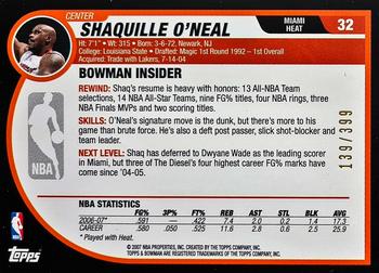 2007-08 Bowman - Bronze #32 Shaquille O'Neal Back
