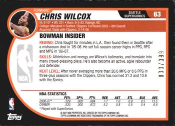 2007-08 Bowman - Bronze #63 Chris Wilcox Back