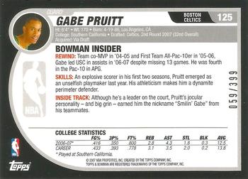 2007-08 Bowman - Bronze #125 Gabe Pruitt Back