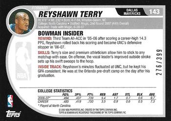 2007-08 Bowman - Bronze #143 Reyshawn Terry Back