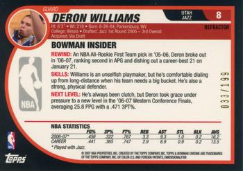 2007-08 Bowman - Chrome Black Refractor #8 Deron Williams Back