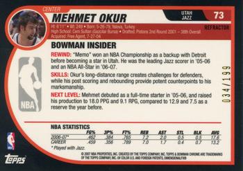 2007-08 Bowman - Chrome Black Refractor #73 Mehmet Okur Back