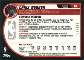 2007-08 Bowman - Chrome Black Refractor #84 Chris Webber Back