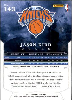 2012-13 Panini Brilliance #143 Jason Kidd Back