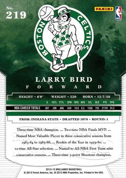 2012-13 Panini Brilliance #219 Larry Bird Back